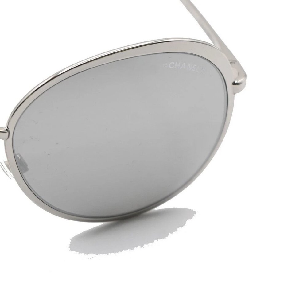 CHANEL CC Logo Sunglasses Eye Wear Mirror Lenz Plastic Metal Silver 4206 36RL592 - Picture 14 of 14
